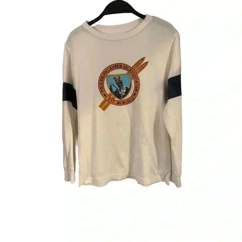 POLO RALPH LAUREN BOYS LONG SLEEVE SKI WHITE T SHIRT Size 7
